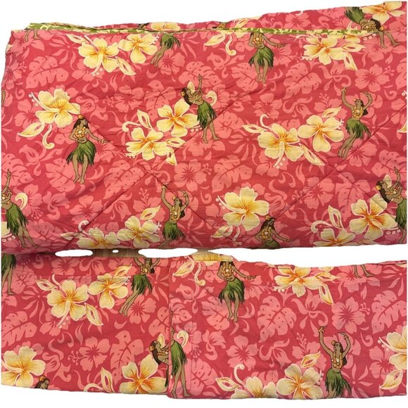 3pc Dean Miller Surf Bedding Hawaiian Hula Girl Queen Comforter 2 Shams pink HTF - Picture 6 of 16